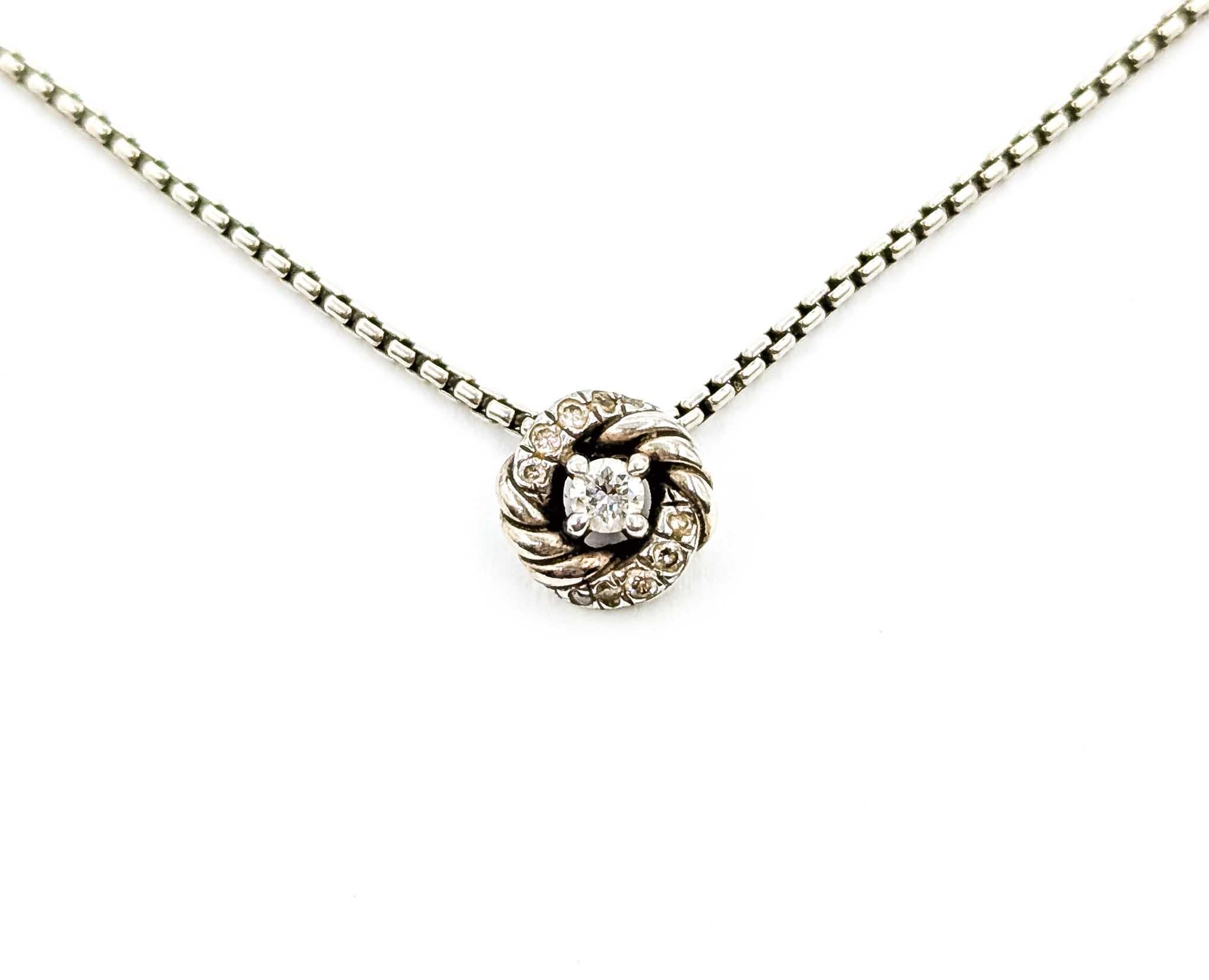 David Yurman - Collier à pendentif Petite Albion en argent avec diamants en vente 1