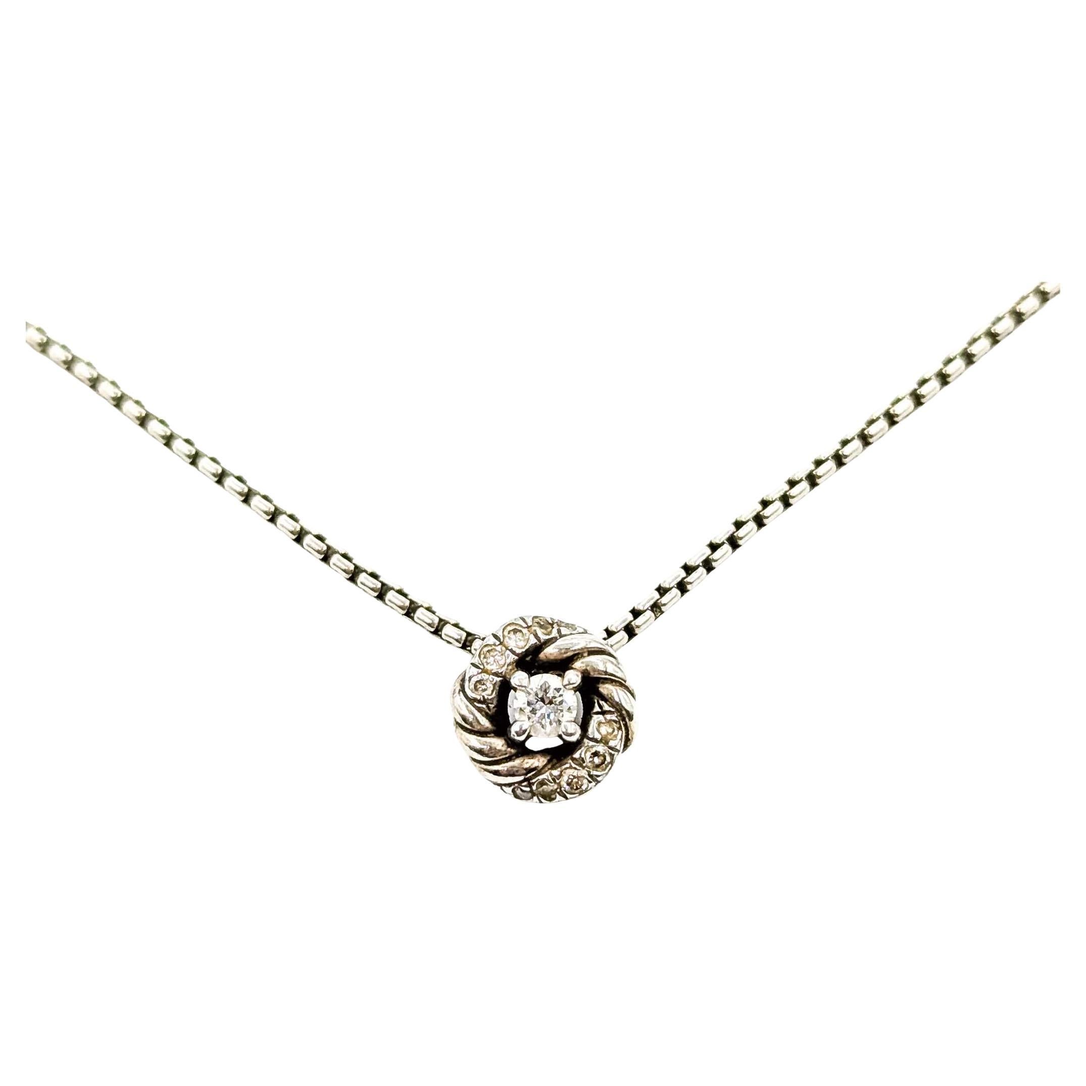 David Yurman - Collier à pendentif Petite Albion en argent avec diamants en vente