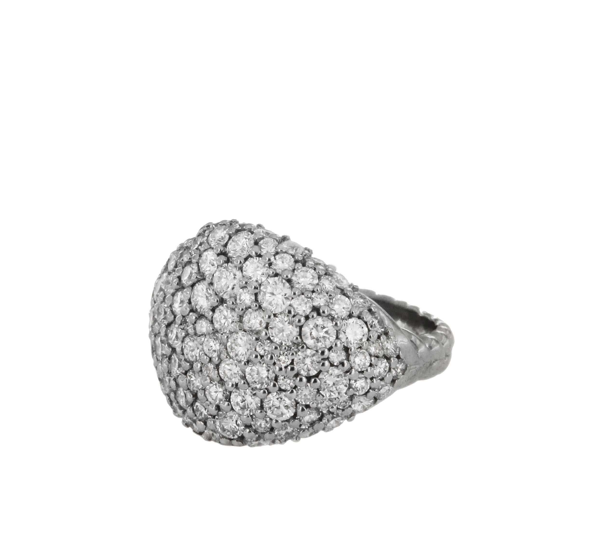 David Yurman Diamond Pinky Ring in 18k White Gold In Excellent Condition In New York, NY