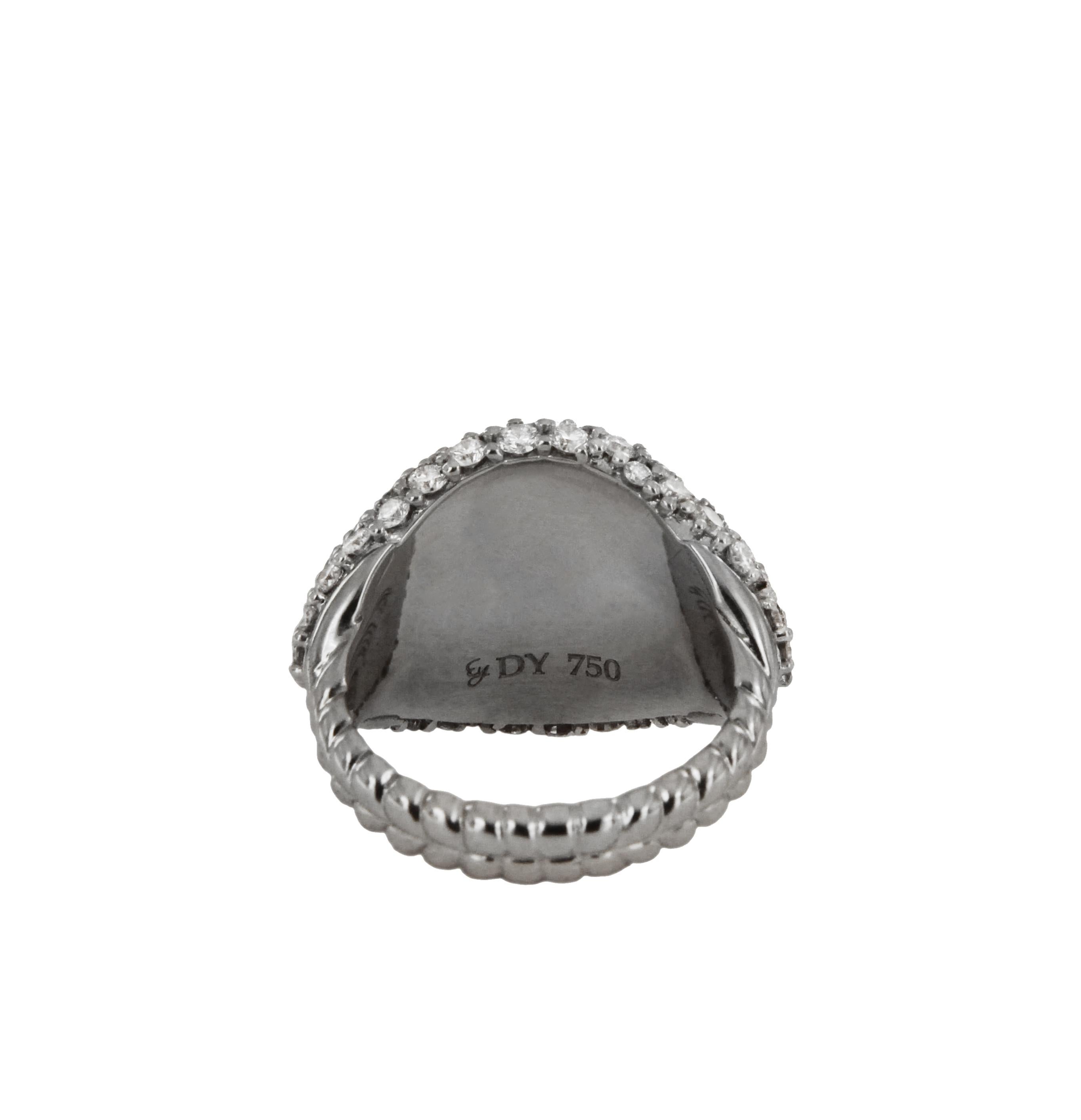 Women's or Men's David Yurman Diamond Pinky Ring in 18k White Gold
