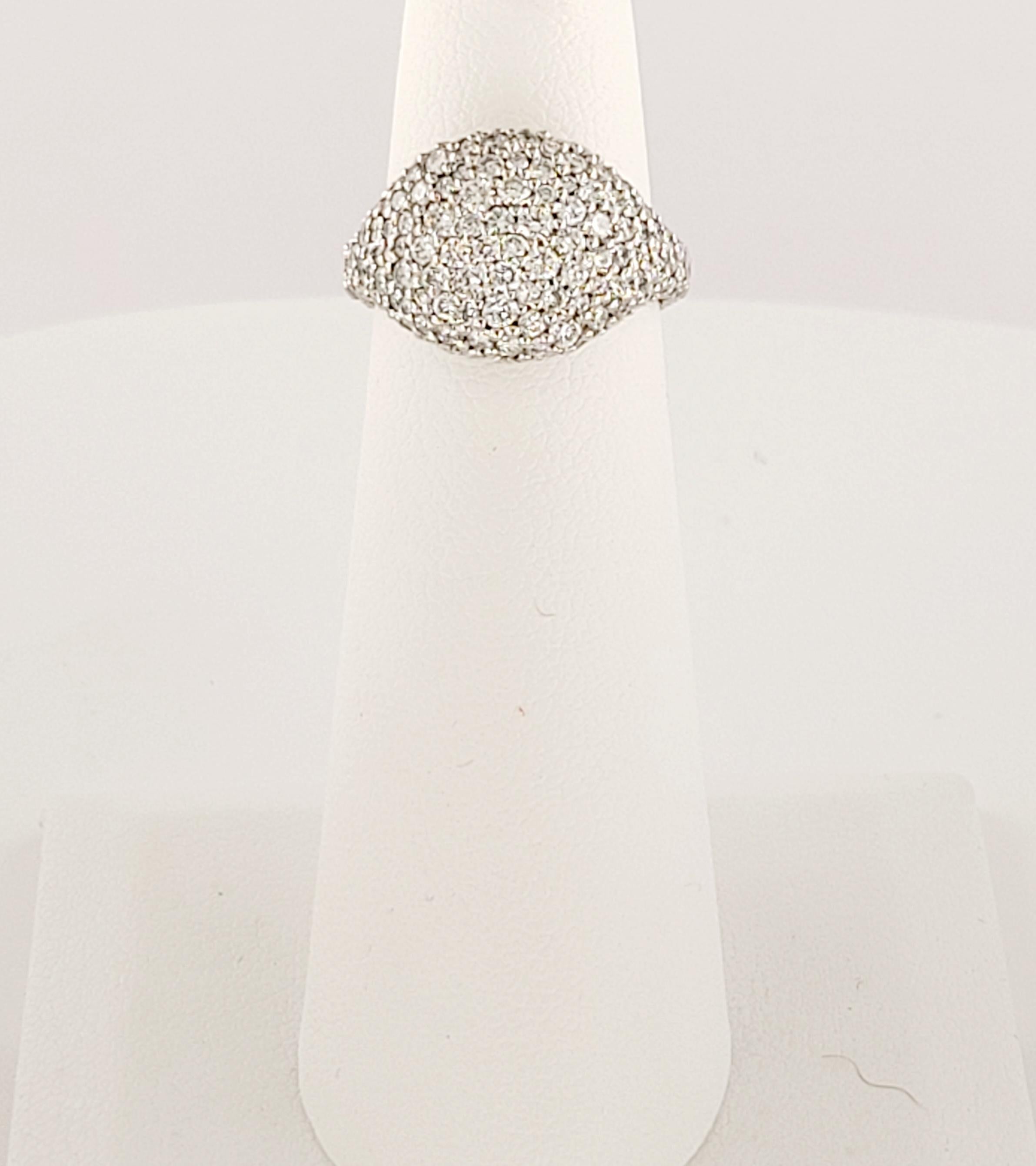 Round Cut David Yurman Diamond Pinky Ring in 18k White Gold size 3.75