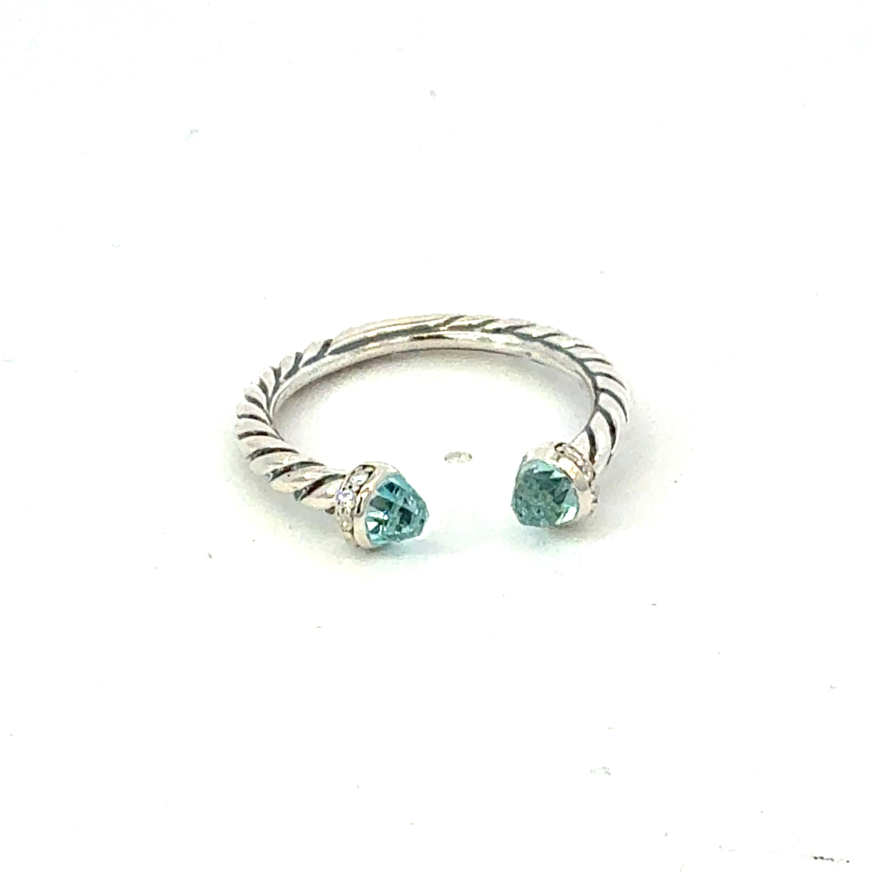 Taille mixte David Yurman, bague Prasiolite, taille 8, ancienne propriété en argent sterling en vente