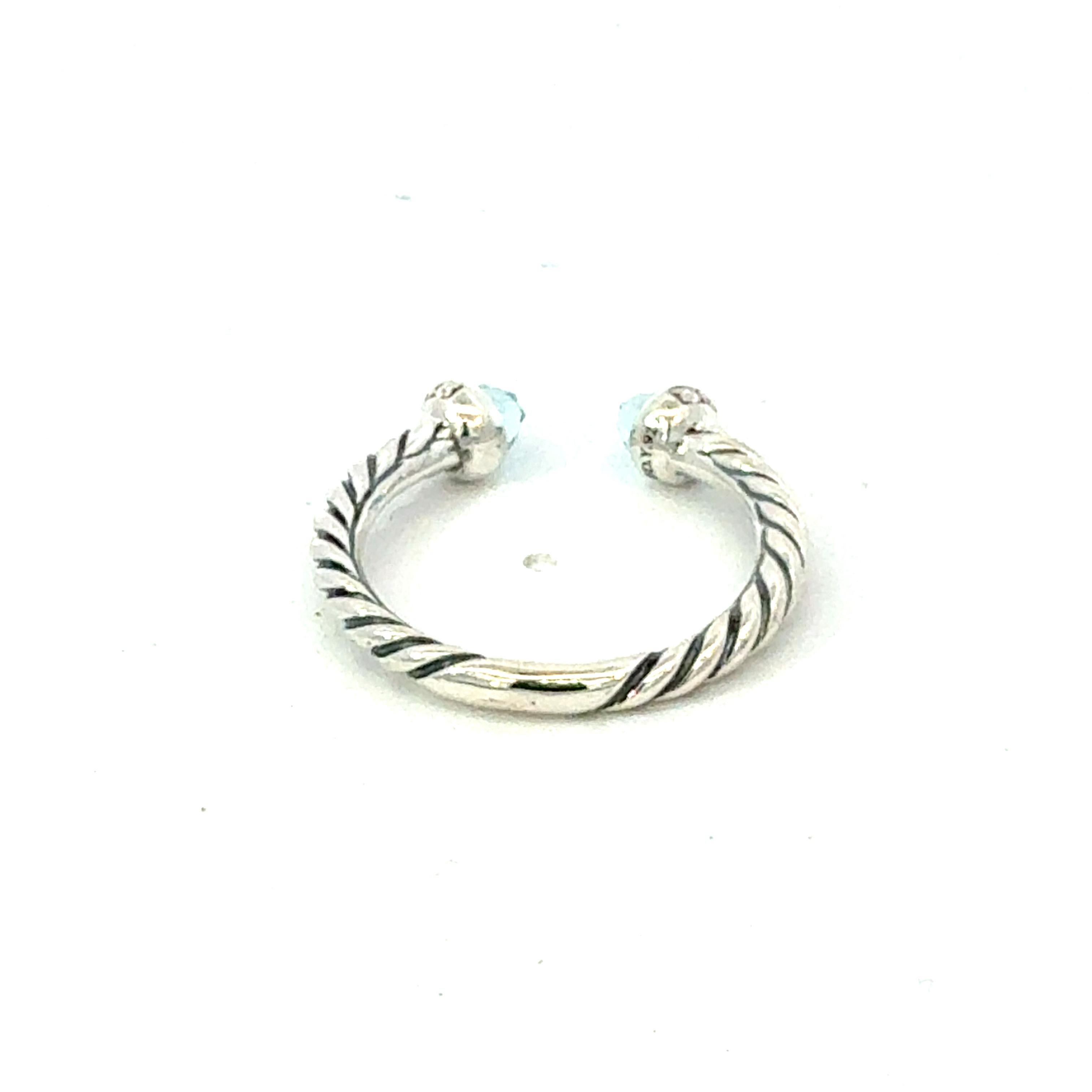 David Yurman, bague Prasiolite, taille 8, ancienne propriété en argent sterling Bon état - En vente à Brooklyn, NY