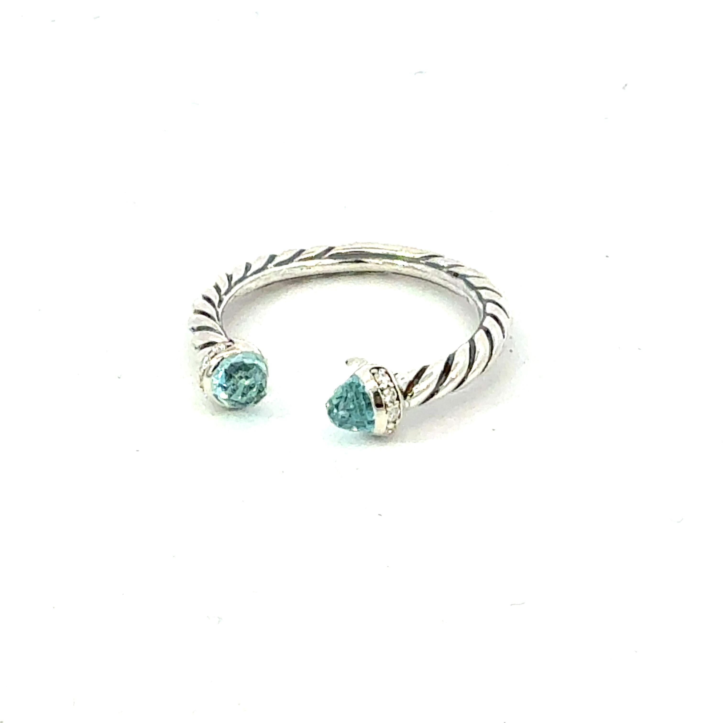 David Yurman, bague Prasiolite, taille 8, ancienne propriété en argent sterling en vente 1