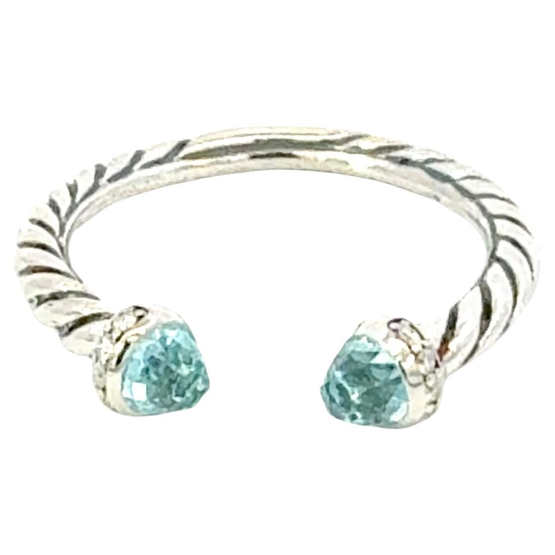 David Yurman Diamond Prasiolite Ring Size 8 Sterling Silver Estate