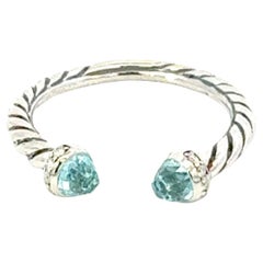 David Yurman Diamond Prasiolite Ring Size 8 Sterling Silver Estate