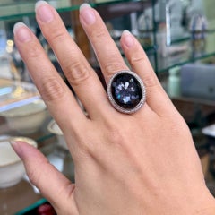 David Yurman Diamond Quartz and Hematite Statement Ring Sterling Silver