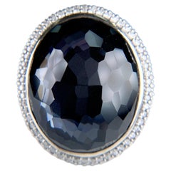 David Yurman Diamond Quartz and Hematite Statement Ring Sterling Silver