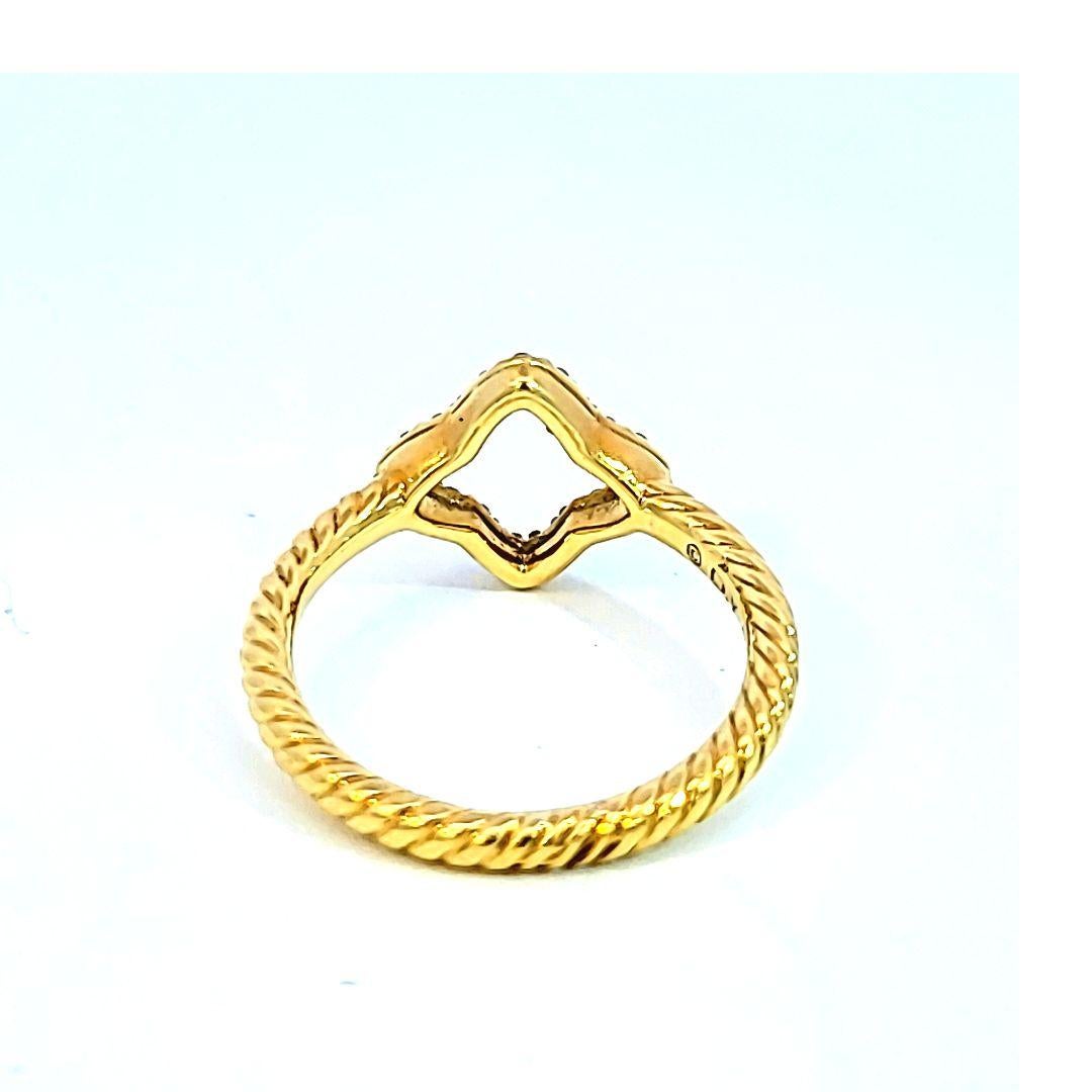 Round Cut David Yurman Diamond Quatrefoil Ring Cable Collection For Sale