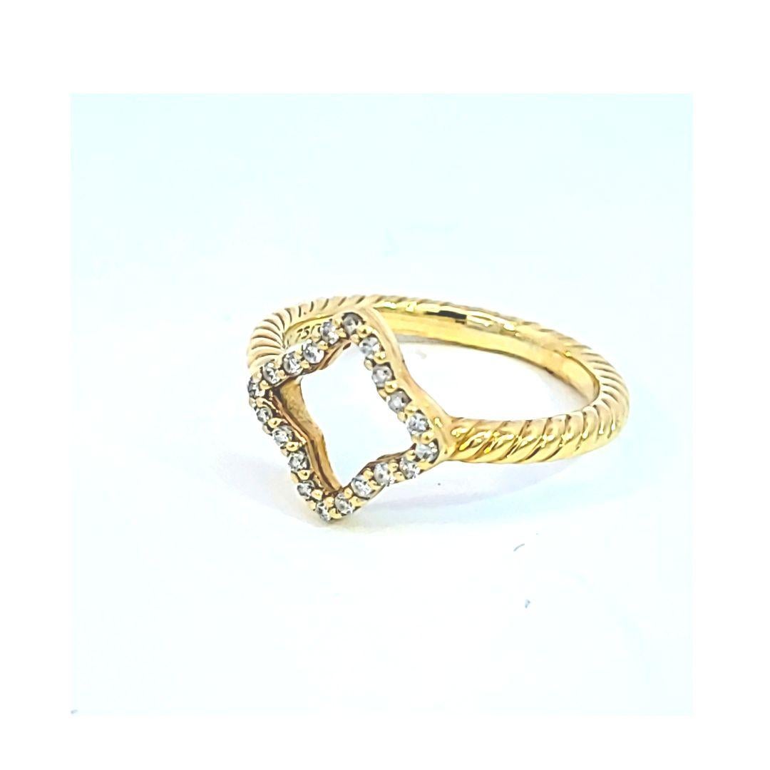 David Yurman Diamond Quatrefoil Ring Cable Collection In Good Condition For Sale In Dallas, TX