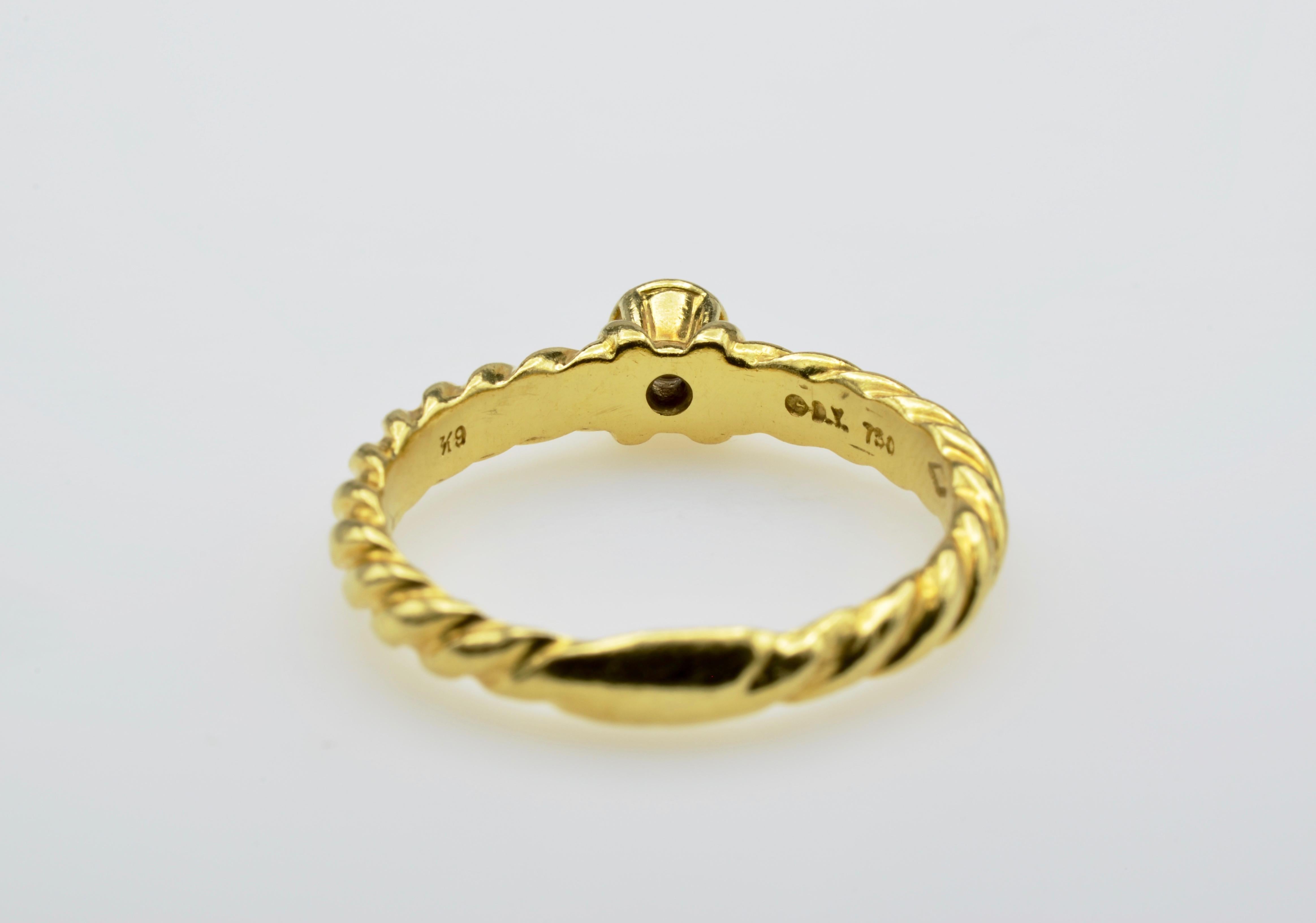 Round Cut David Yurman Diamond Ring Torsade 18 Karat Gold