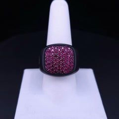 David Yurman Diamond & Rubies Signet Titanium Ring ALL SIZES AVAILABLE