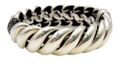 David Yurman Pulsera Esculpida de Plata de Ley con Diamantes, Zafiro y Tanzanita