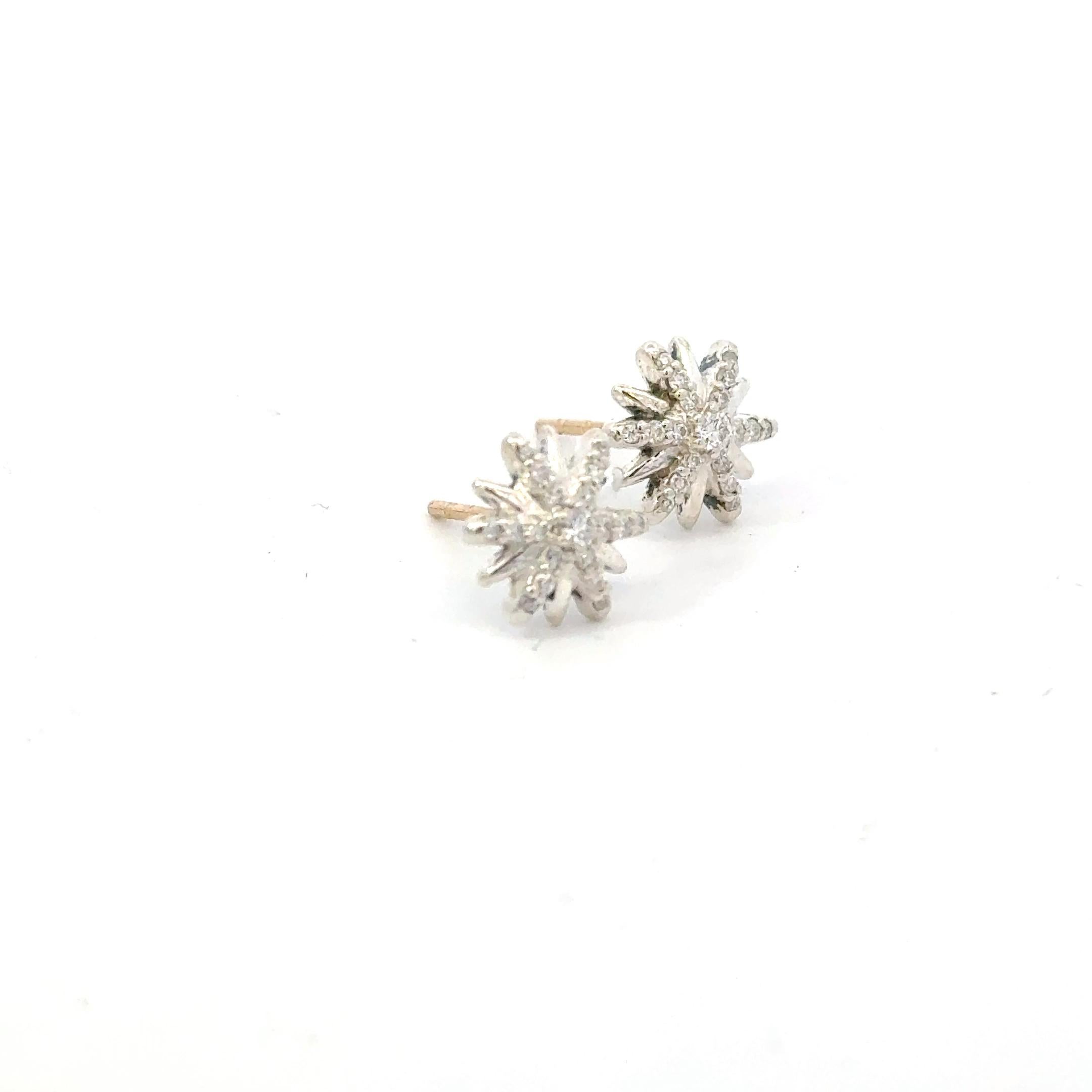David Yurman Diamond Starburst Earrings 14KT Gold + Silver Estate 5