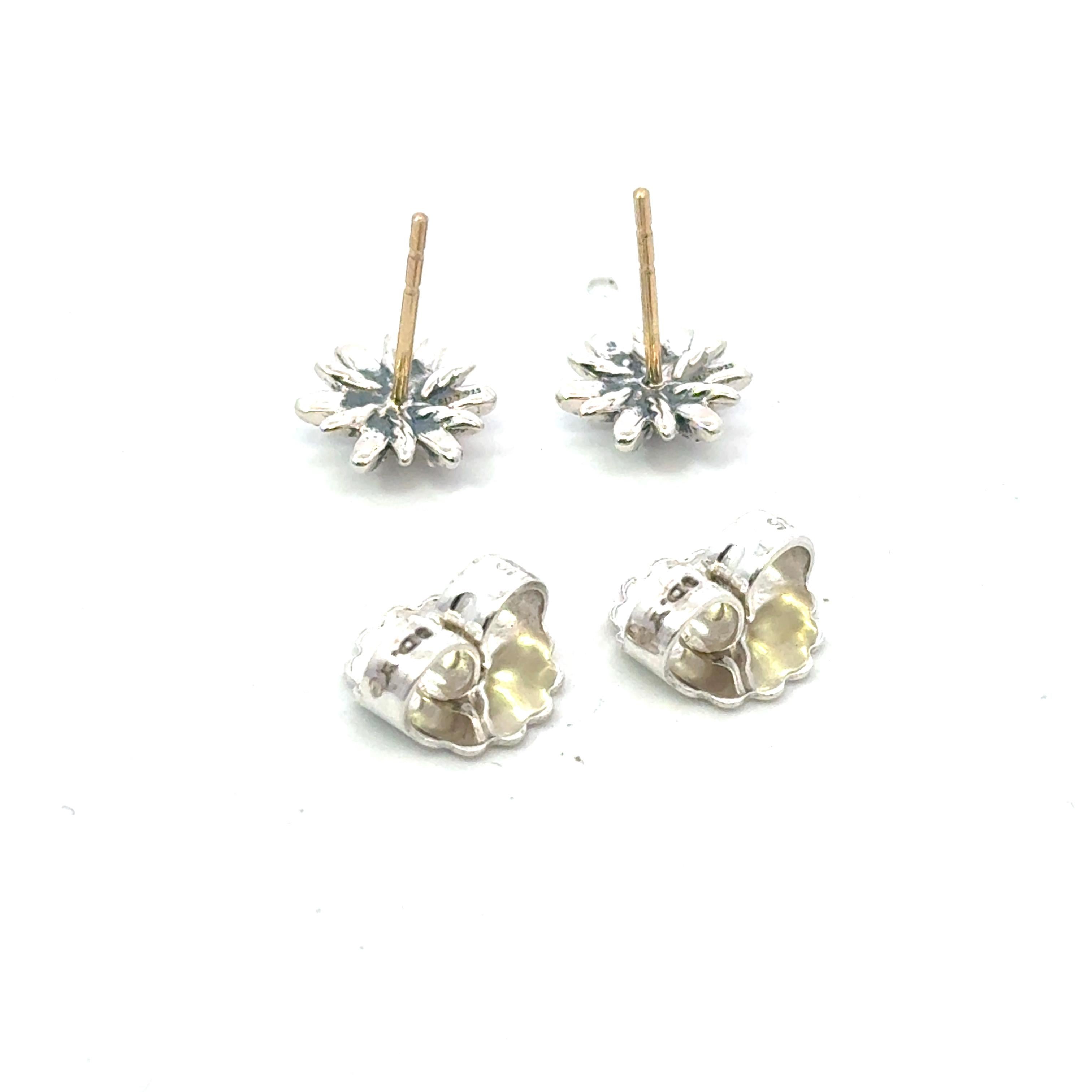 Donna David Yurman Diamond Starburst Earrings 14KT Gold + Silver Estate in vendita