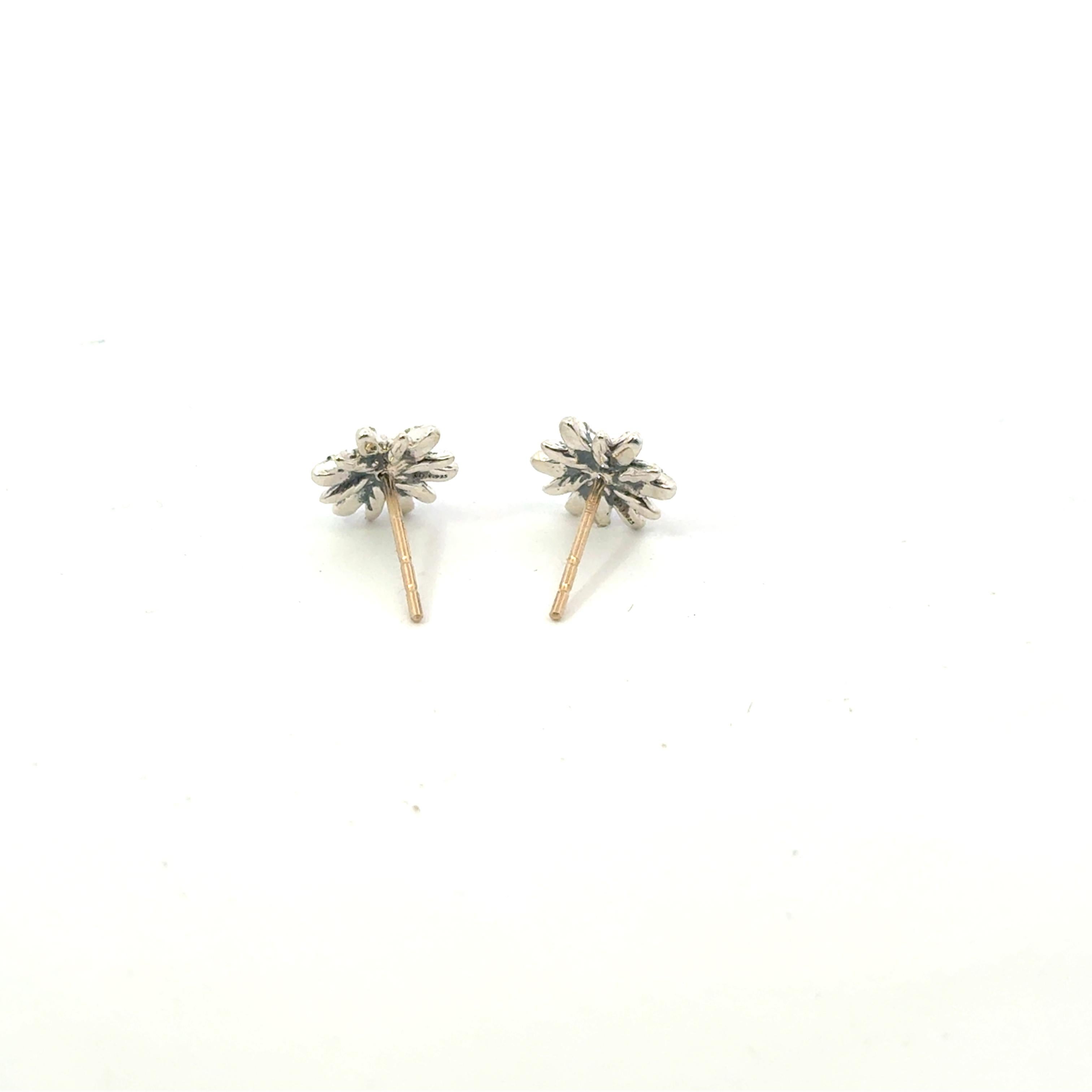 David Yurman Diamond Starburst Earrings 14KT Gold + Silver Estate in vendita 3