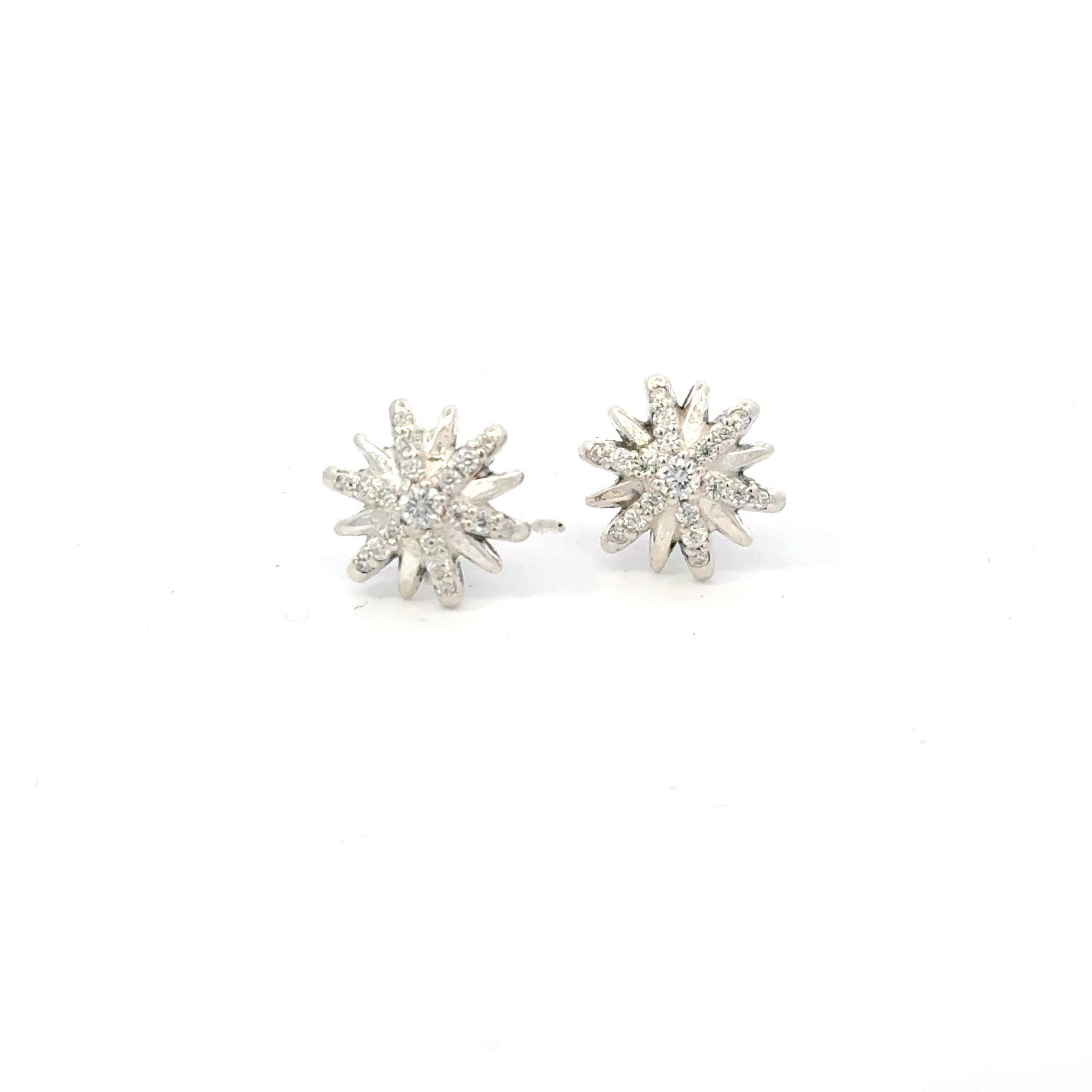 David Yurman Diamond Starburst Earrings 14KT Gold + Silver Estate