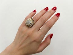 David Yurman Diamond Starburst Ring 18K Yellow Gold Designer Statement