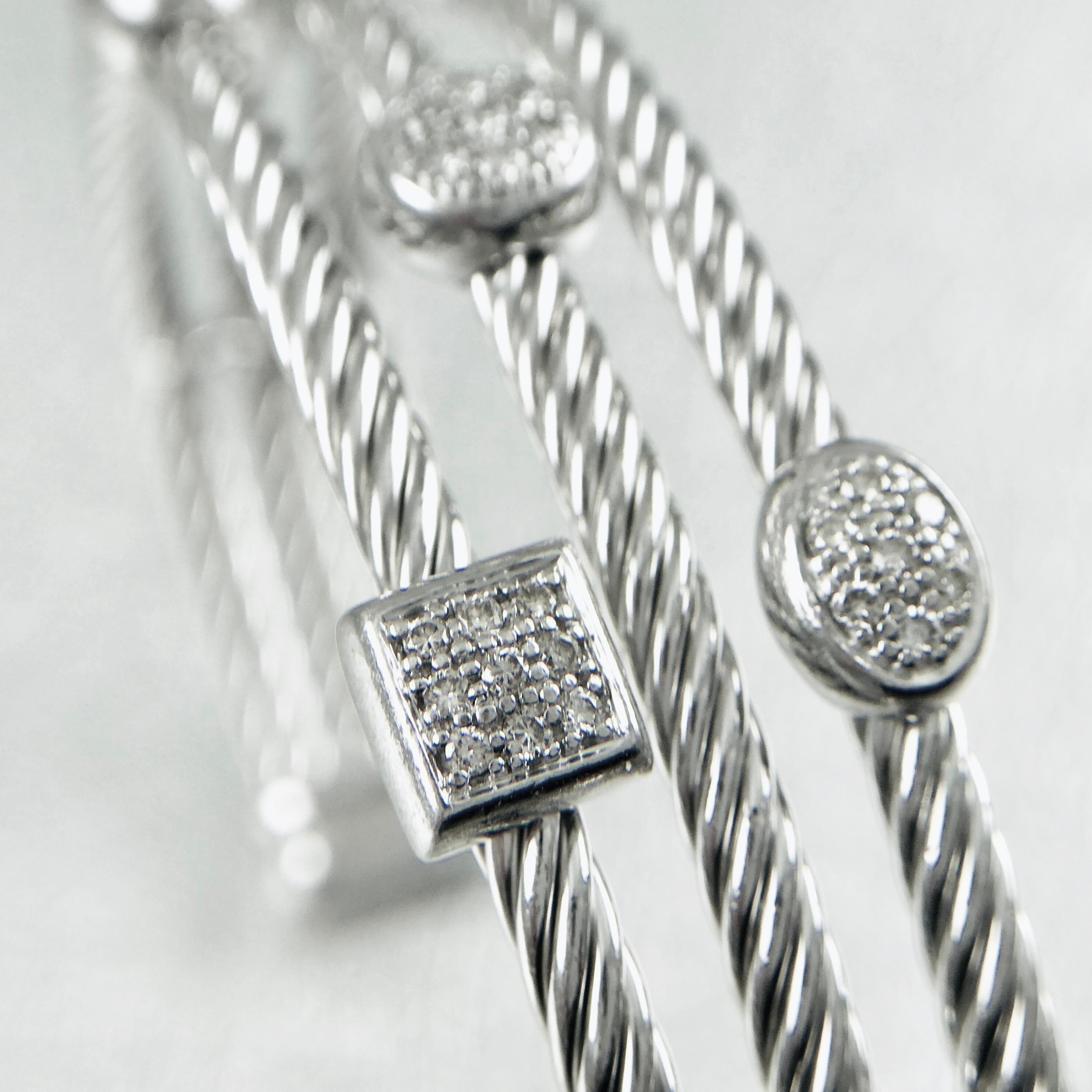 Modern David Yurman Diamond Sterling Silver ‘Confetti’ Cuff Bracelet