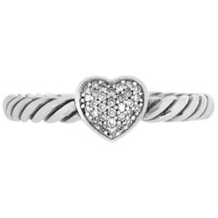 David Yurman diamond sterling silver pave heart ring