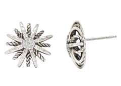 David Yurman Diamond Sterling Silver Starburst Earrings