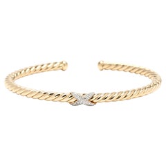 David Yurman Diamond X Criss Cross Bracelet, 18k Yellow Gold, Length 6.38 Inches