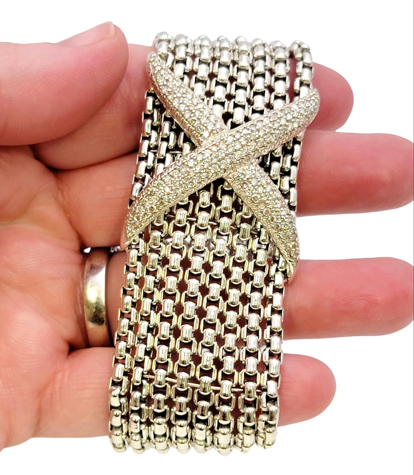 David Yurman Diamond 'X' Eight Row Box Chain Bracelet in Sterling Silver 9