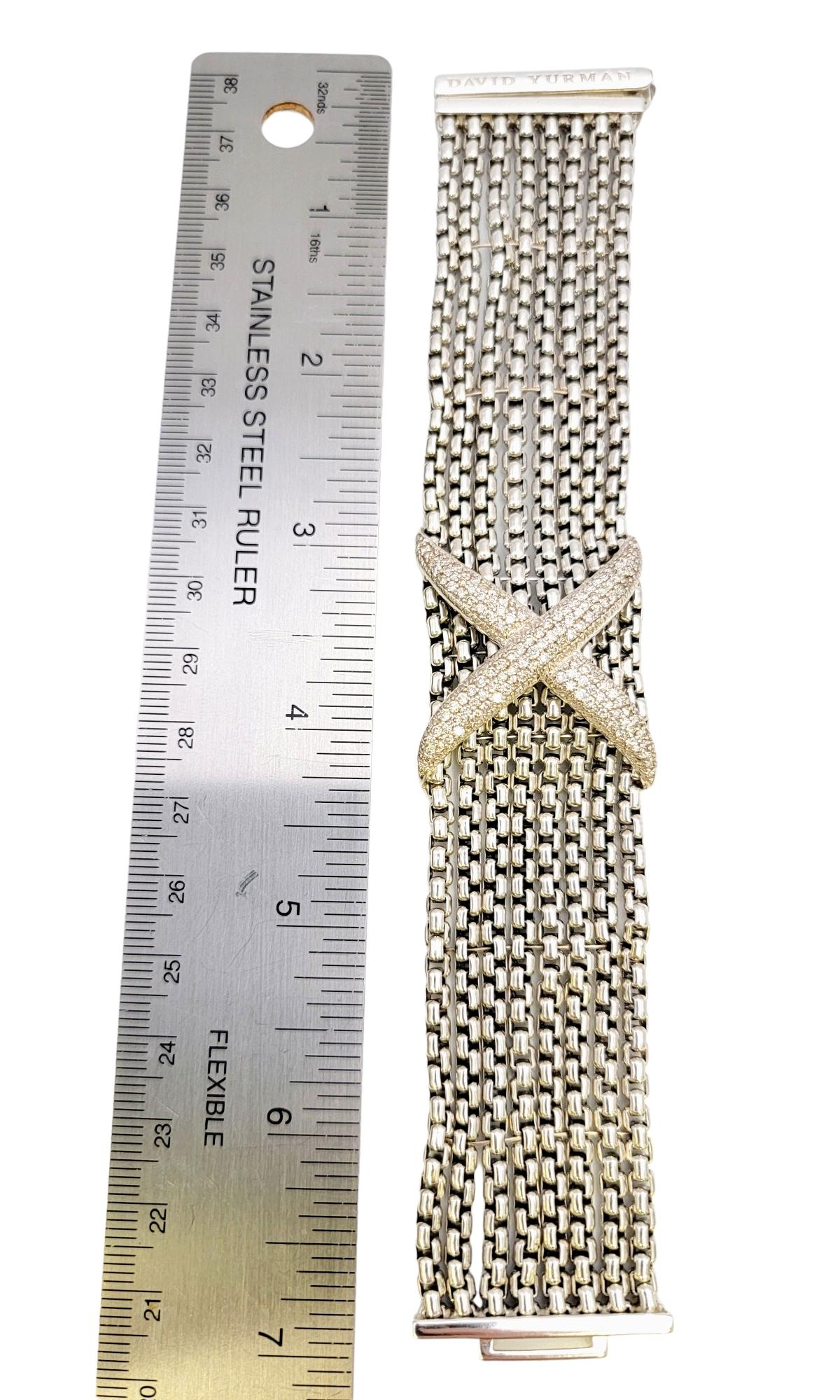 David Yurman Diamond 'X' Eight Row Box Chain Bracelet in Sterling Silver 13