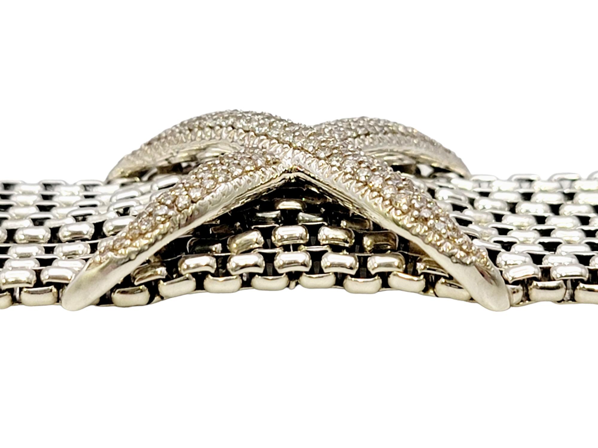 David Yurman Diamond 'X' Eight Row Box Chain Bracelet in Sterling Silver 1