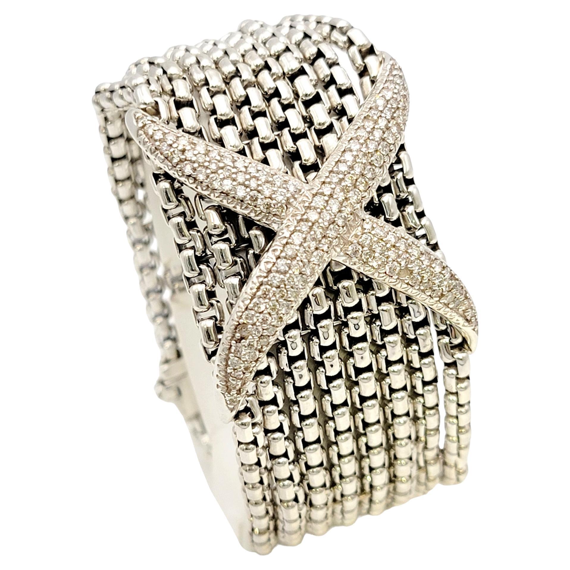 David Yurman Diamond 'X' Eight Row Box Chain Bracelet in Sterling Silver