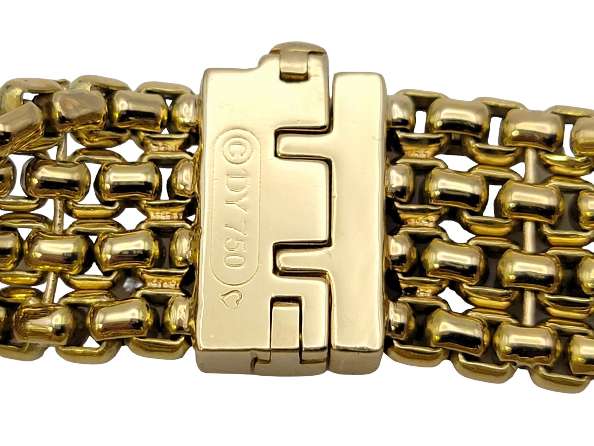 David Yurman Bracelet en or jaune 18 carats avec plusieurs rangées de diamants en forme de boîte en forme de X en vente 4