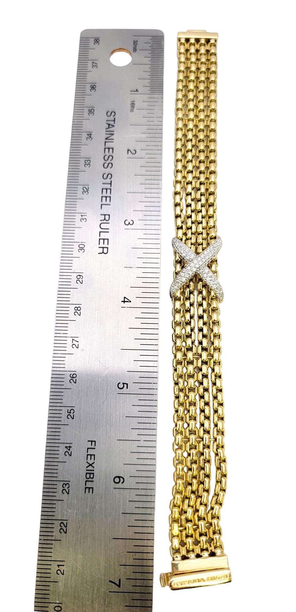 David Yurman Bracelet en or jaune 18 carats avec plusieurs rangées de diamants en forme de boîte en forme de X en vente 12