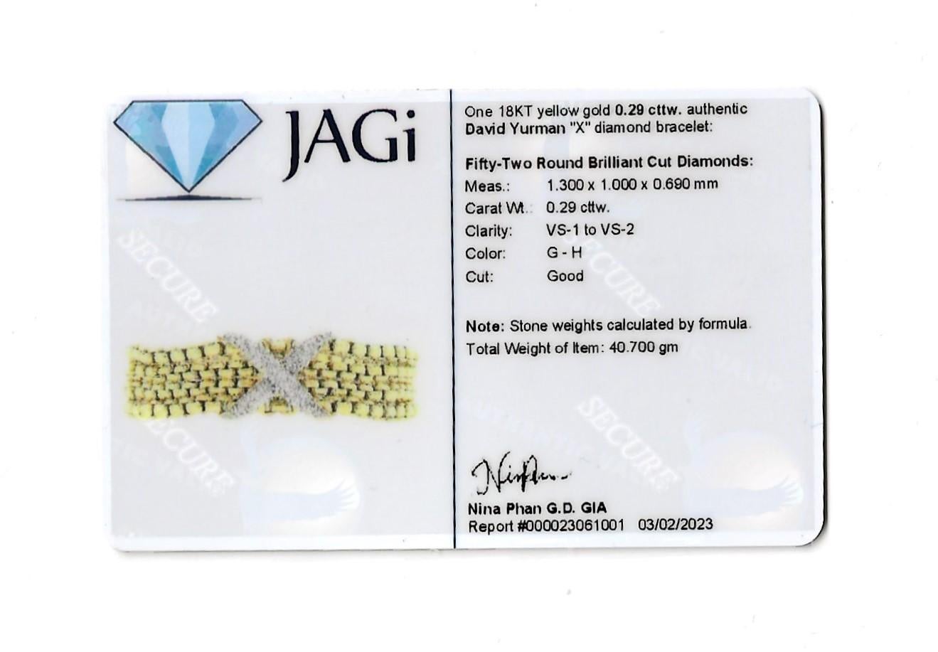 David Yurman Bracelet en or jaune 18 carats avec plusieurs rangées de diamants en forme de boîte en forme de X en vente 13