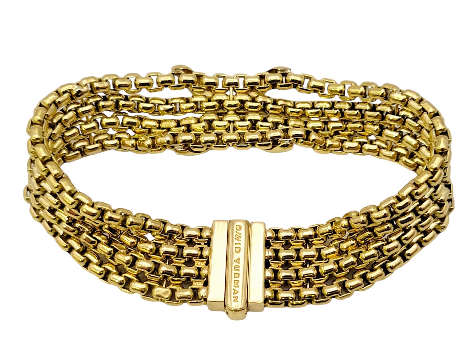 David Yurman Diamond 'x' Multi-Row Box Chain Bracelet in 18 Karat Yellow Gold In Good Condition For Sale In Scottsdale, AZ