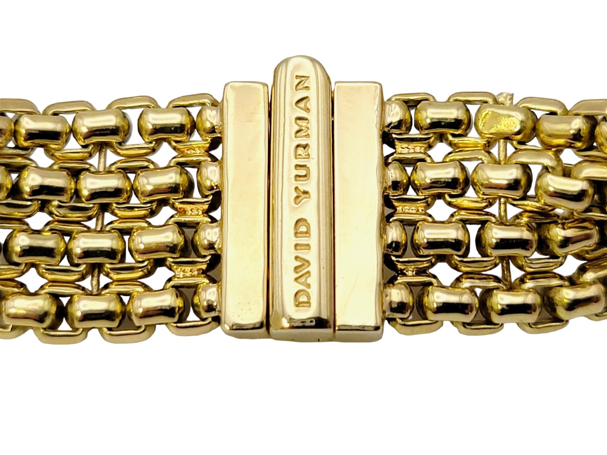 David Yurman Bracelet en or jaune 18 carats avec plusieurs rangées de diamants en forme de boîte en forme de X en vente 3