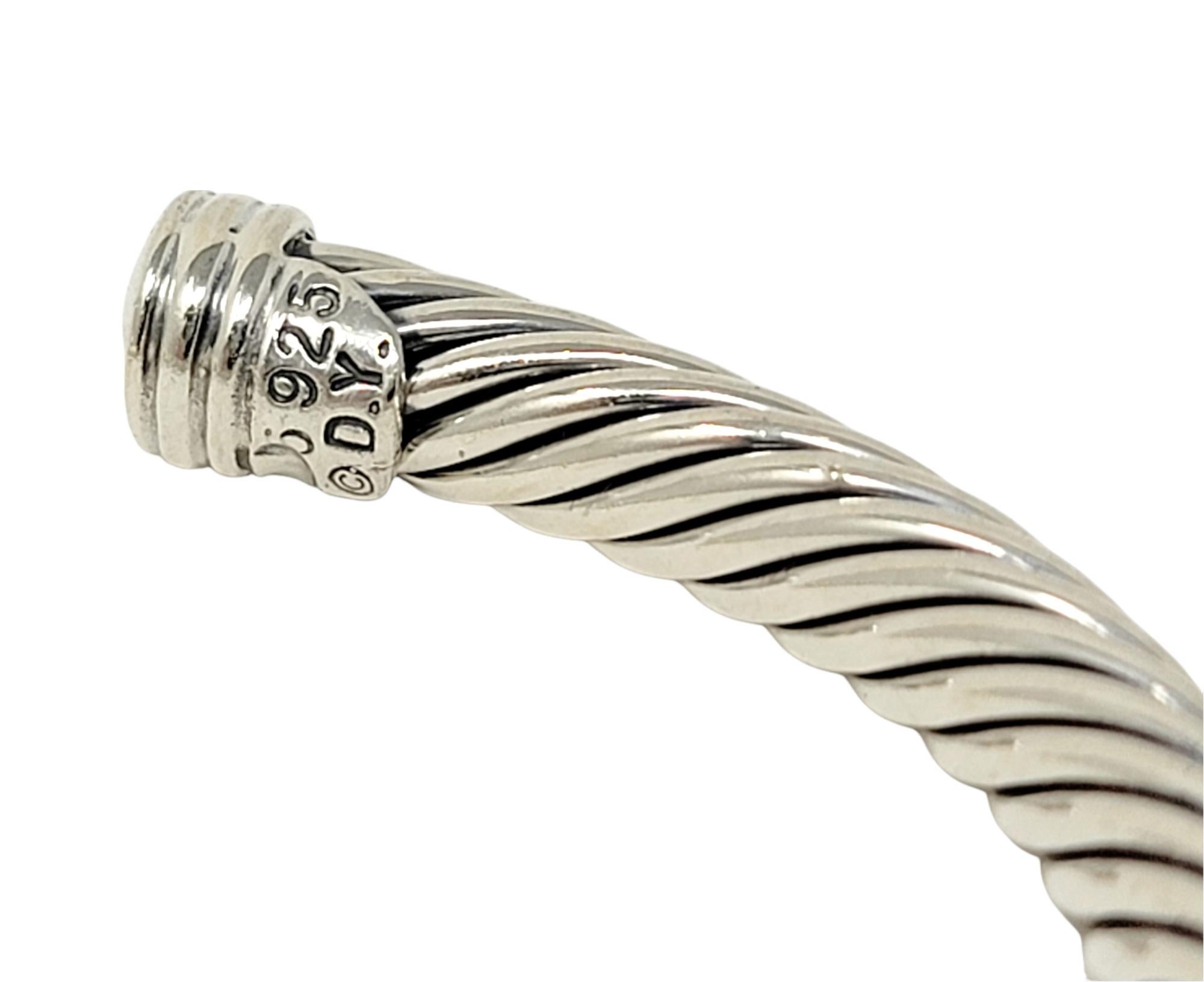 David Yurman Diamond X Station Cable Bangle Bracelet in 925 Sterling Silver 2