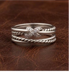 David Yurman Diaomd Cross Over Ring