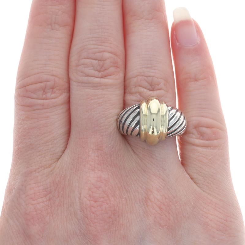 David Yurman Dome Band - Sterling Silver 925 Yellow Gold 14k Statement Ring In Excellent Condition For Sale In Greensboro, NC
