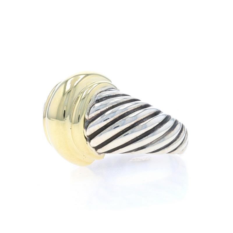 Women's or Men's David Yurman Dome Band - Sterling Silver 925 Yellow Gold 14k Statement Ring For Sale