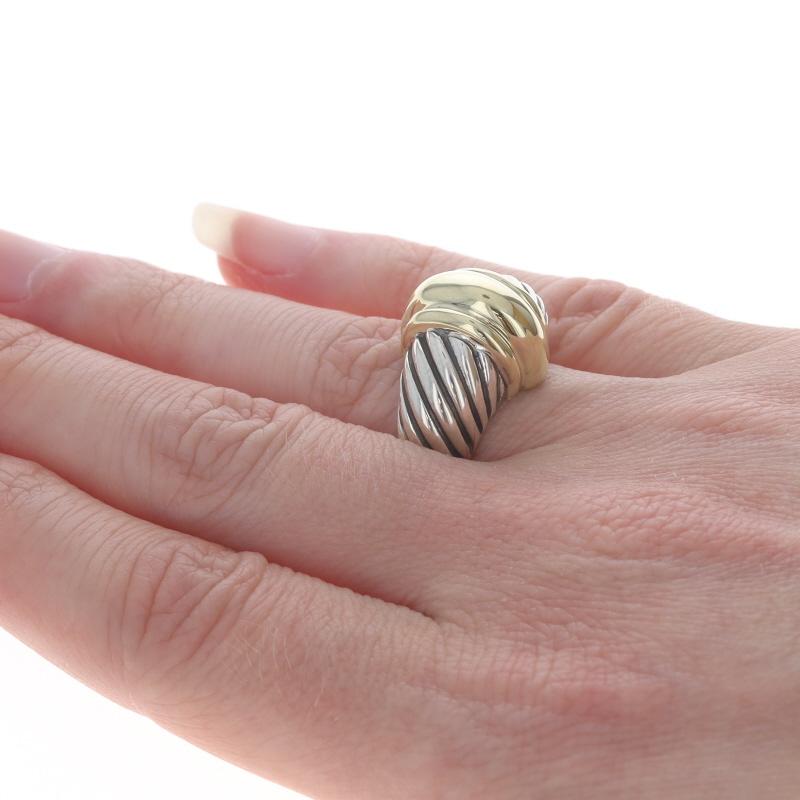 David Yurman Dome Band - Sterling Silver 925 Yellow Gold 14k Statement Ring For Sale 1