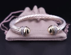 David Yurman Dome Cable Cuff Bracelet in Silver925 & 18K Yellow Gold 7mm