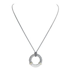 Used David Yurman Donut circle sterling silver and gold necklace 