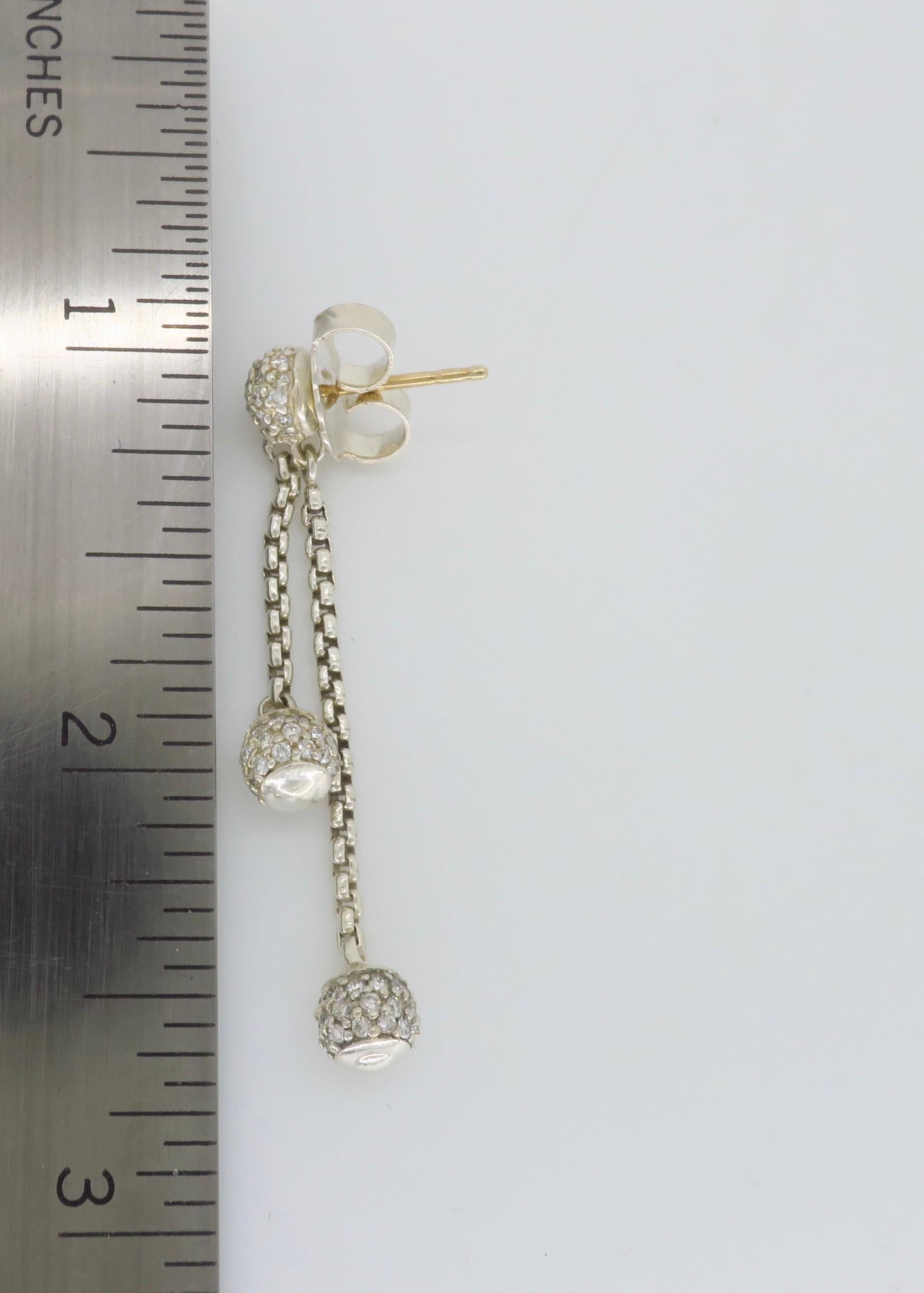 David Yurman Double Drop Sterling and 18 Karat Gold Earrings In Excellent Condition In Webster, NY