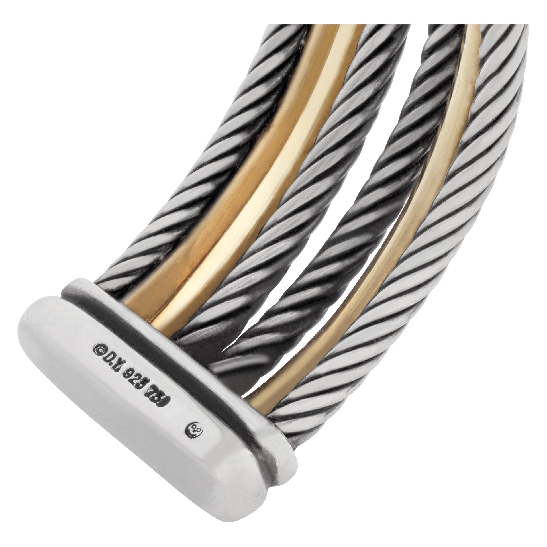 David Yurman sterling silver & 18K yellow gold Crossover 20 mm wide cuff bracelet. Fits to up 8