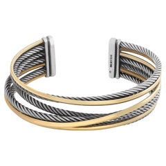 David Yurman Double Row Crossover Cuff Bracelet 18k yellow gold and sterling