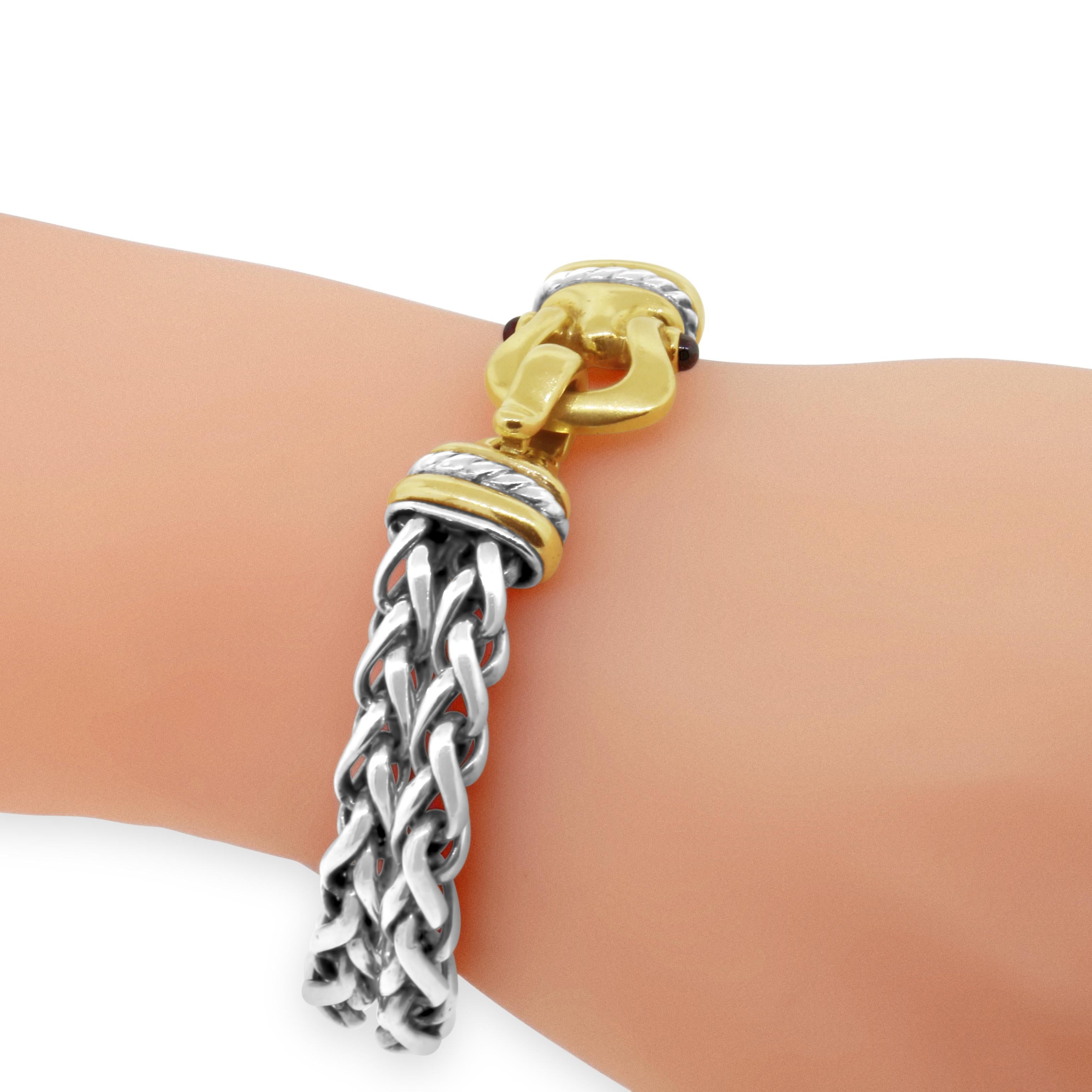 David Yurman Double Wheat Granat-Armband mit Schnalle für Damen oder Herren