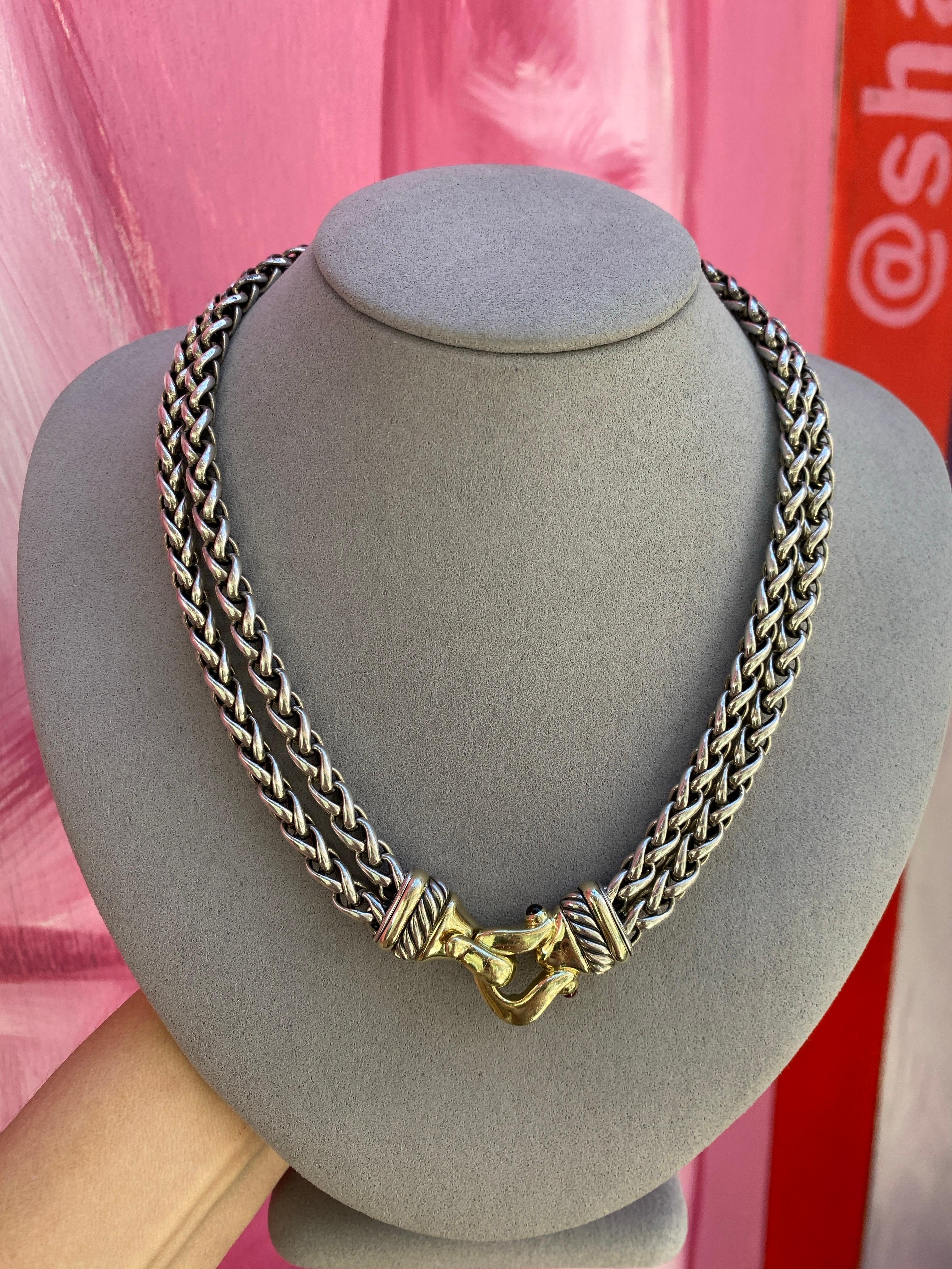 David Yurman Double Wheat Link Necklace with Buckle Clasp 6