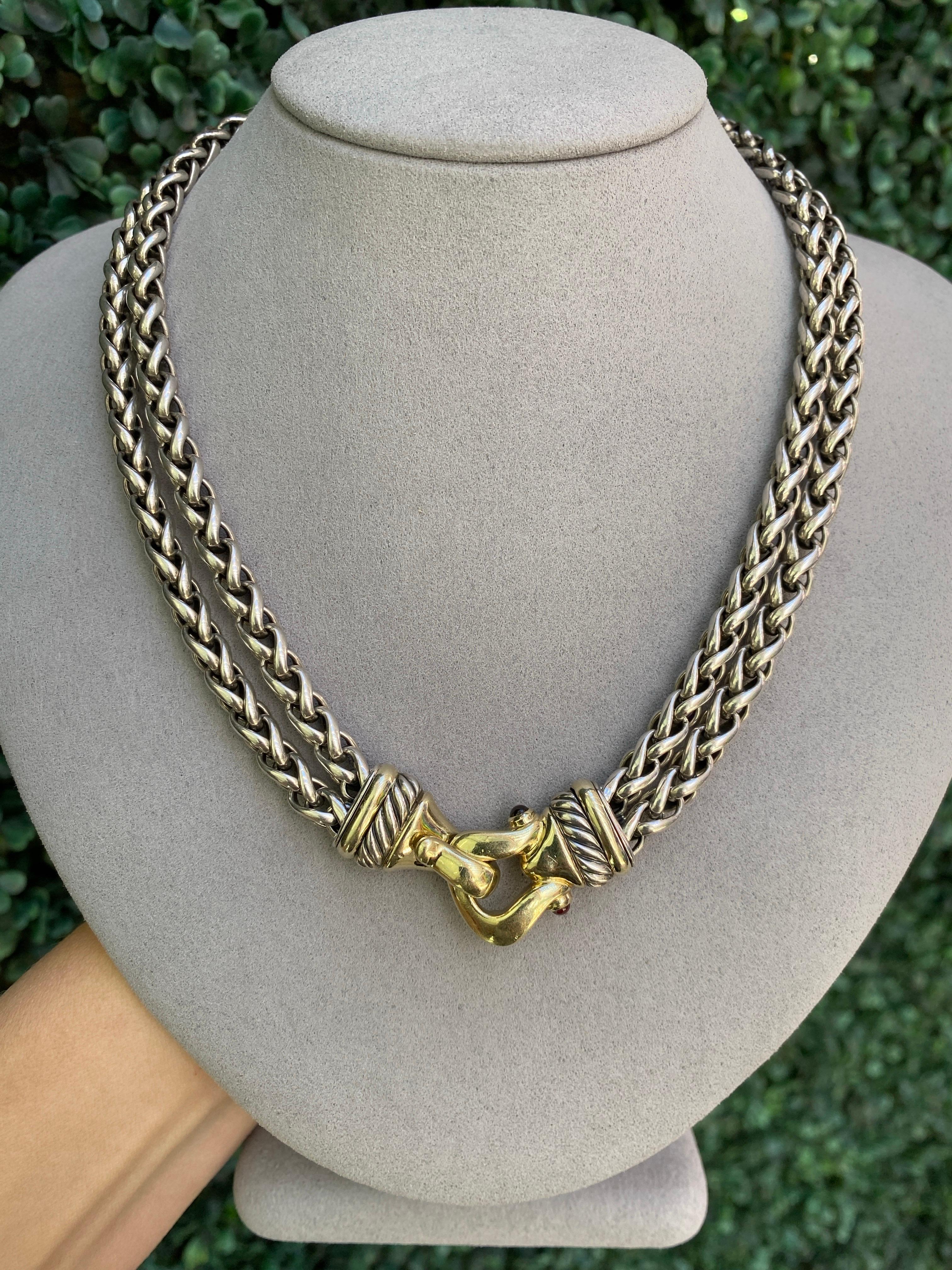 David Yurman Double Wheat Link Necklace with Buckle Clasp 8
