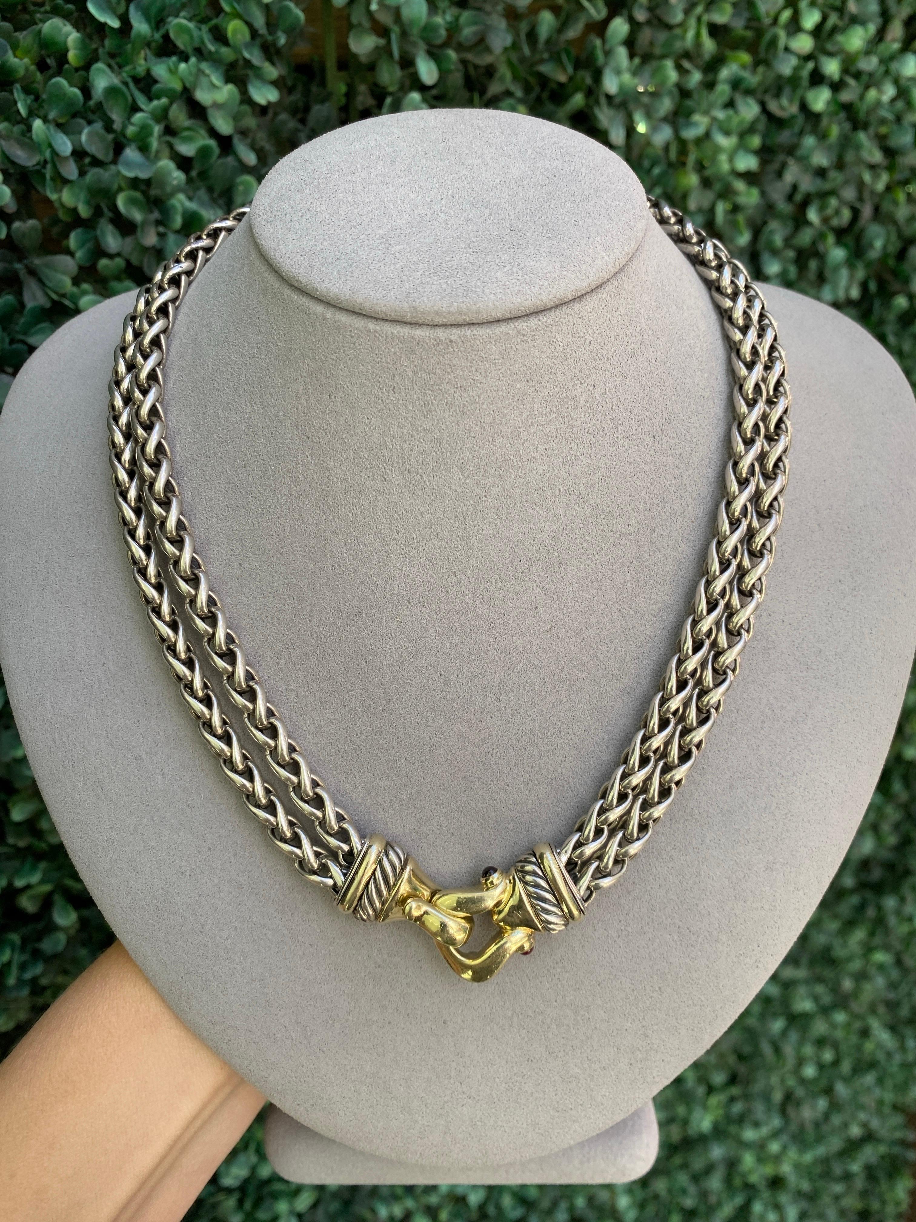 David Yurman Double Wheat Link Necklace with Buckle Clasp 9