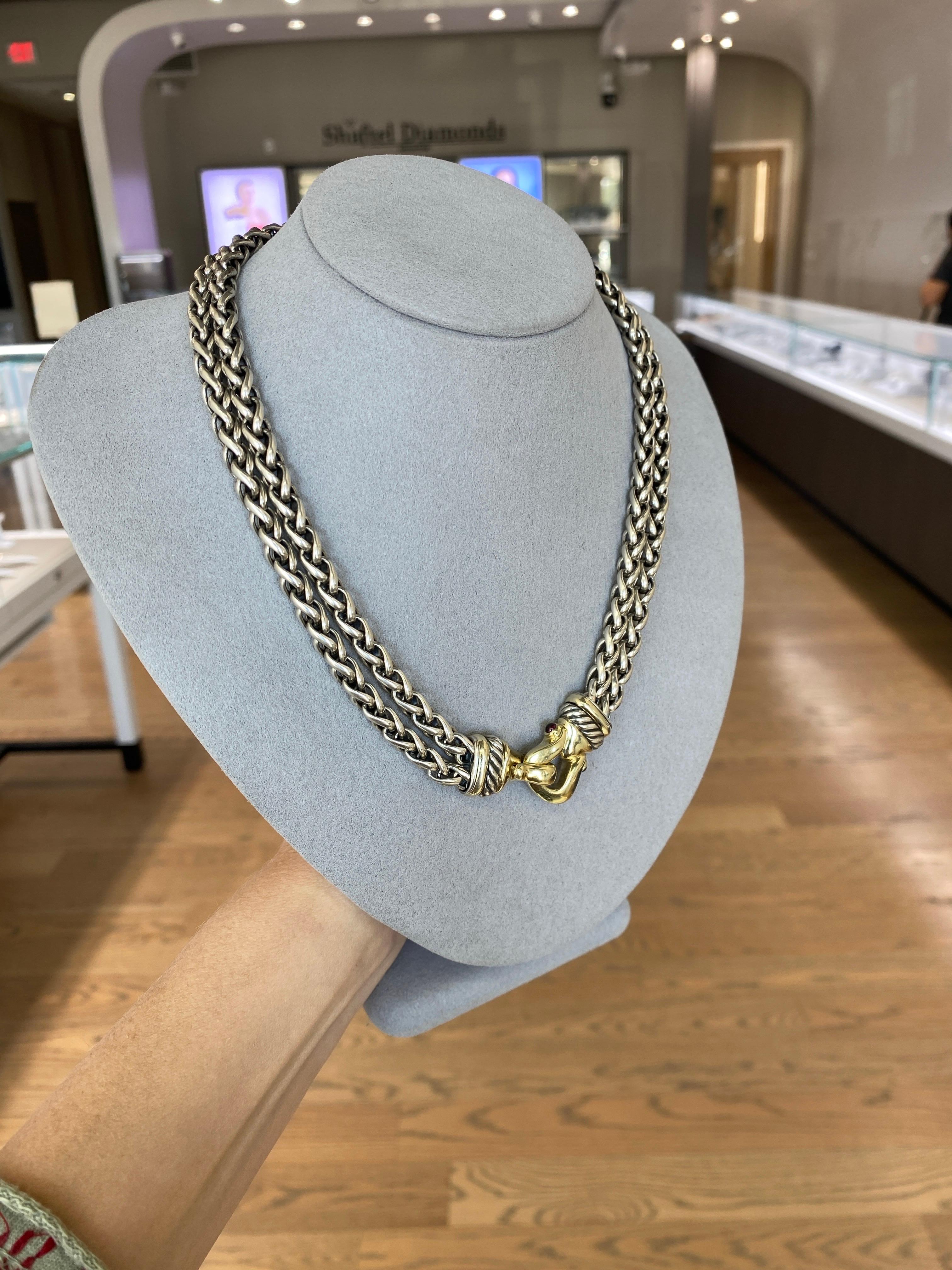 David Yurman Double Wheat Link Necklace with Buckle Clasp 1